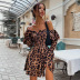 women s long-sleeved low-cut leopard print dress nihaostyles clothing wholesale NSXPF74048