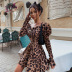 vestido de manga larga con estampado de leopardo de corte bajo para mujer nihaostyles ropa al por mayor NSXPF74048