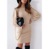 women s solid color round neck slim dress nihaostyles clothing wholesale NSLZ74066