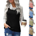 women s striped printing stitching high neck long sleeve T-shirt nihaostyles clothing wholesale NSLZ74067
