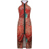 Printing Zipper Stitching Sleeveless Mid-Length Dress NSRUI74070
