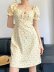 retro floral puff sleeve square neck dress Nihaostyles wholesale clothing vendor NSAM74099