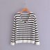 striped V-neck loose knit top Nihaostyles wholesale clothing vendor NSAM74115