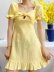V neck butterfly knot hollow elastic pleated ruffle dress Nihaostyles wholesale clothing vendor NSAM74116