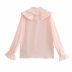 pink sweet long-sleeved ruffled double-layer doll collar shirt Nihaostyles wholesale clothing vendor NSAM74158