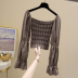 Flat-shoulder croppedshirt stitching chiffon top Nihaostyles wholesale clothing vendor NSYID74943