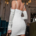 women s long-sleeved sling mesh one-shoulder dress nihaostyles clothing wholesale NSYBN74230