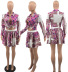 Printed Long Sleeve Short Skirt Two Piece Set Nihaostyles wholesale clothing vendor NSYC74235