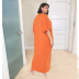 fashion solid color deep V loose dress Nihaostyles wholesale clothing vendor NSOJS74281