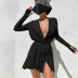 women s long-sleeved strappy slim-fitting dress nihaostyles clothing wholesale NSXPF74347