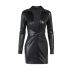 Sexy Leather Collar Dress NSXPF74359