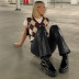 crocodile pattern slimming loose leather pants Nihaostyles wholesale clothing vendor NSXPF74361