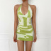 color matching V-neck halterneck sexy dress Nihaostyles wholesale clothing vendor NSRUI74371