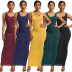 solid color slim knit sleeveless vest cotton dress Nihaostyles wholesale clothing vendor NSLM74415