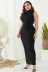 Puls Size Sleeveless High-Waist Long Polyester-Cotton Pit Strip Dress NSLM74421