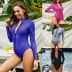 Zipper Long-Sleeved Triangle Long-Sleeved One-Piece Swimsuit NSLM74423