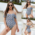 ruffled strap printing one-piece swimsuit Nihaostyles wholesale clothing vendor NSLM74430