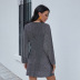 deep V-neck long-sleeved high-waist metal silk nightclub dress Nihaostyles wholesale clothing vendor NSLM74431