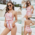 digital printing belly-covered halter one-piece swimsuit Nihaostyles wholesale clothing vendor NSLM74433