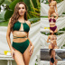 sexy high-waisted strapless split solid color hollow swimsuit bikini Nihaostyles wholesale clothing vendor NSLM74438
