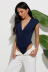 Solid Color V-Neck Sexy Sleeveless Bodysuit NSLM74448