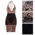 sequin mesh see through low cut deep V slip dress NSWNY74497