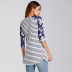 striped print round neck long sleeve top NSWNY74538
