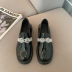 retro crystal patent leather loafers Nihaostyles wholesale clothing vendor NSCA74593