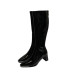 square head knight high-tube patent leather thick heeled boots Nihaostyles wholesale clothing vendor NSCA74660