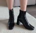 pleated patent leather square toe thick heel boots Nihaostyles wholesale clothing vendor NSCA74666