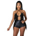 women s sequins tassels halter neck straps short top with shorts nihaostyles clothing wholesale NSCYF74677