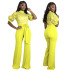 Solid color floral embroidered see through jumpsuit NSCYF74678