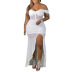 women s one-shoulder irregular split large size dress nihaostyles clothing wholesale NSCYF74686