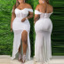 women s one-shoulder irregular split large size dress nihaostyles clothing wholesale NSCYF74686