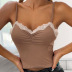 V-neck lace stitching pleated slim short camisole Nihaostyles wholesale clothing vendor NSGMY74779