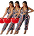 women s drape printing slim-fit tie jumpsuit nihaostyles clothing wholesale NSOML74790