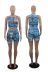 women s blue printed hollow sleeveless vest two-piece nihaostyles clothing wholesale NSOML74795