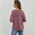 pure color v-neck stitching short-sleeved pullover top Nihaostyles wholesale clothing vendor NSSI74828
