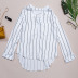 striped half-opening V-neck long-sleeved loose top Nihaostyles wholesale clothing vendor NSSI74838