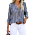 striped half-opening V-neck long-sleeved loose top Nihaostyles wholesale clothing vendor NSSI74838