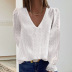 new wave dot jacquard lantern sleeve v-neck top Nihaostyles wholesale clothing vendor NSSI74841