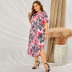 plus size print short-sleeved v-neck dress Nihaostyles wholesale clothing vendor NSSI74846