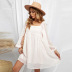 Pure Color Jacquard Square Collar Lantern Sleeve Short dress Nihaostyles wholesale clothing vendor NSSI74861