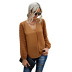 solid color jacquard lantern sleeve v-neck top Nihaostyles wholesale clothing vendor NSSI74864