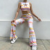striped contrast color hollow vest & pants set Nihaostyles wholesale clothing vendor NSXPF74879