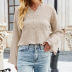 women s solid color ruffled V-neck long-sleeved shirt nihaostyles clothing wholesale NSLM74903