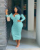 women s solid color V-neck long-sleeved plus size dress nihaostyles clothing wholesale NSFNN74914