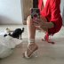 square toe woven high-heeled sandals Nihaostyles wholesale clothing vendor NSYBJ71224