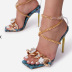 Golden Chain Decor Metal Heeled Sandals NSYBJ71232