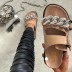 flat bottom leather round head chain sandals Nihaostyles wholesale clothing vendor NSYBJ71235